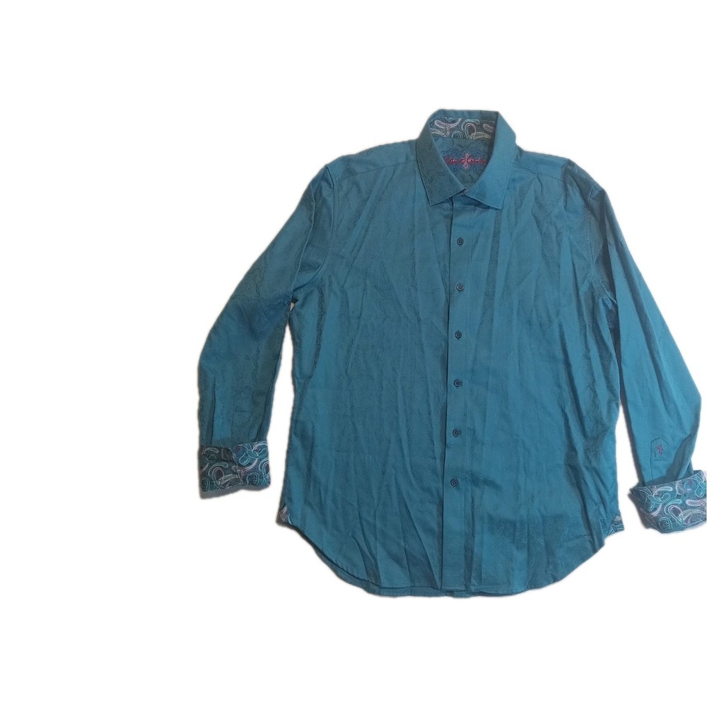 Robert Graham Men's Teal Andretti Paisley Button Up Shirt - XLARGE